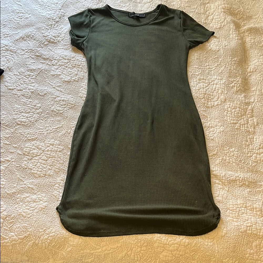Vibe Green Sheath Midi Dress Casual Crew Neck